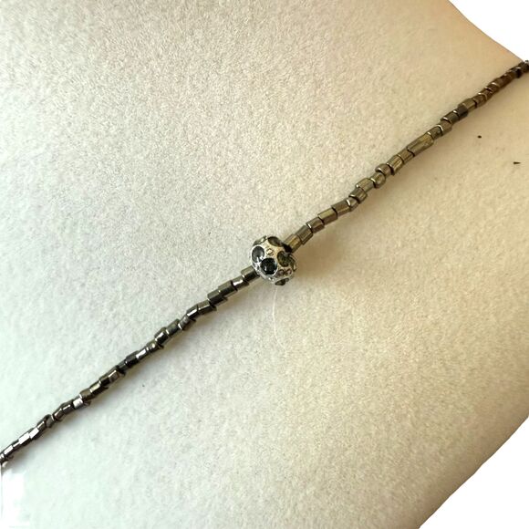 J. Jill Beaded Chain Necklace Stone Charms Silver Tone Oval Layered Mixed Metal - Picture 6 of 9